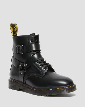 Dr Martens Cristofor Leren Harness Veterlaarzen Heren Zwart | NL 269RVD